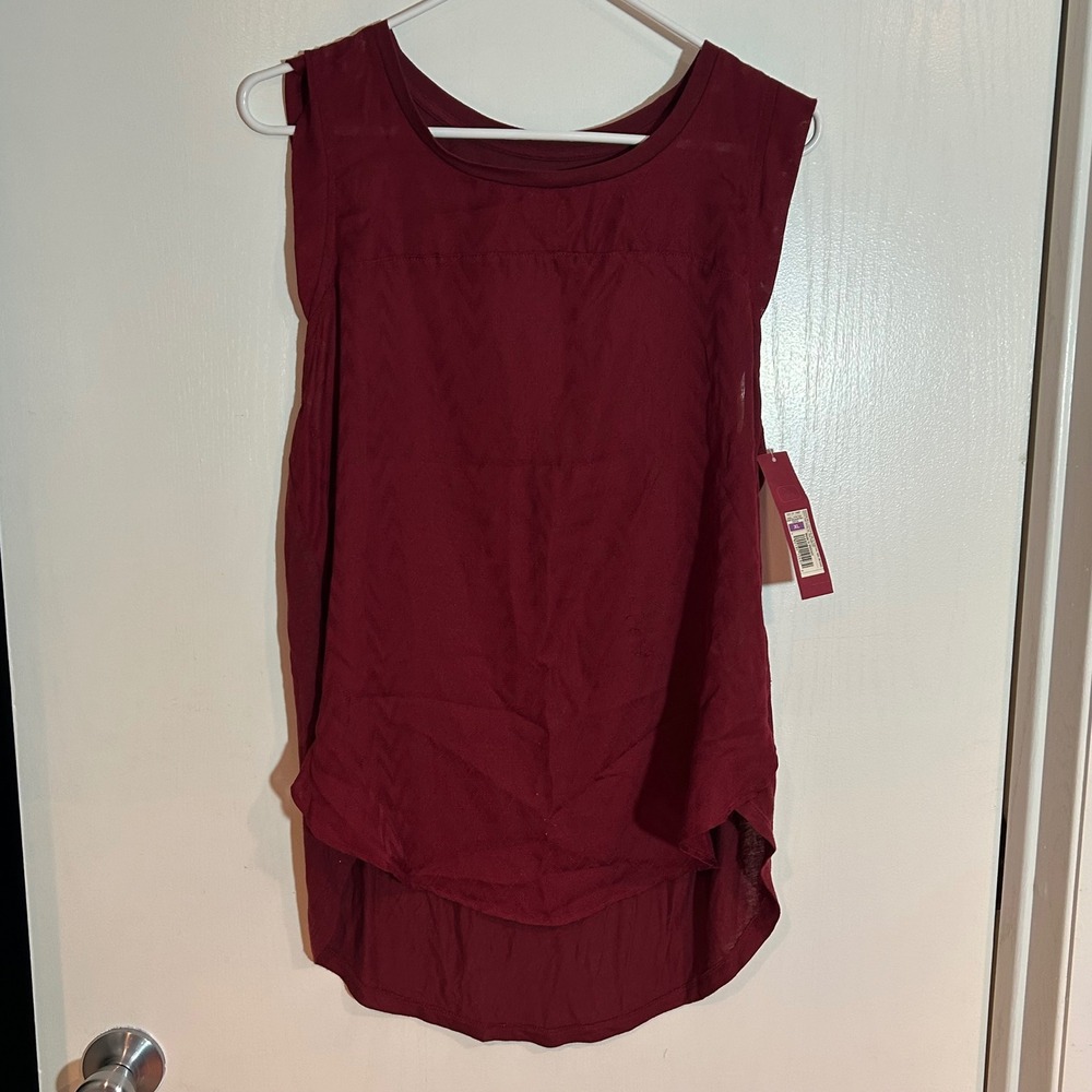 Merona Womens Shell Top Burgundy Red  Chevron High Low Tank XL NWT
